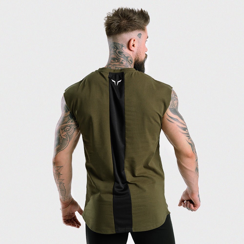 squatwolf-gym-wear-statement-drop-shoulder-top-green-workout-tops-for-men