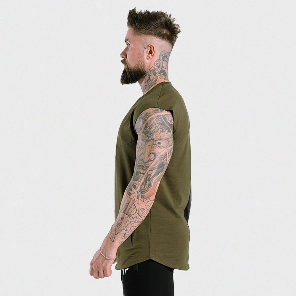 squatwolf-gym-wear-statement-drop-shoulder-top-green-workout-tops-for-men