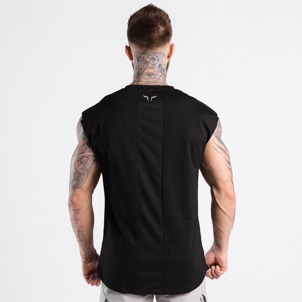 squatwolf-gym-wear-statement-drop-shoulder-top-black-workout-tops-for-men