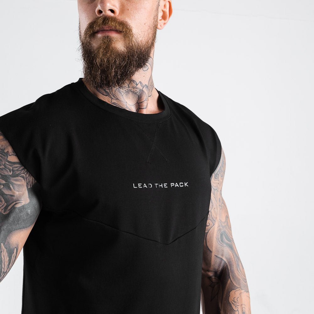 squatwolf-gym-wear-statement-drop-shoulder-top-black-workout-tops-for-men