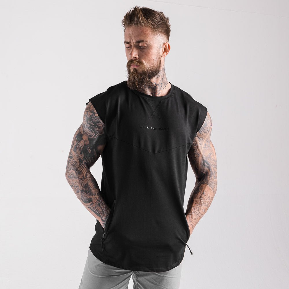 squatwolf-gym-wear-statement-drop-shoulder-top-black-workout-tops-for-men