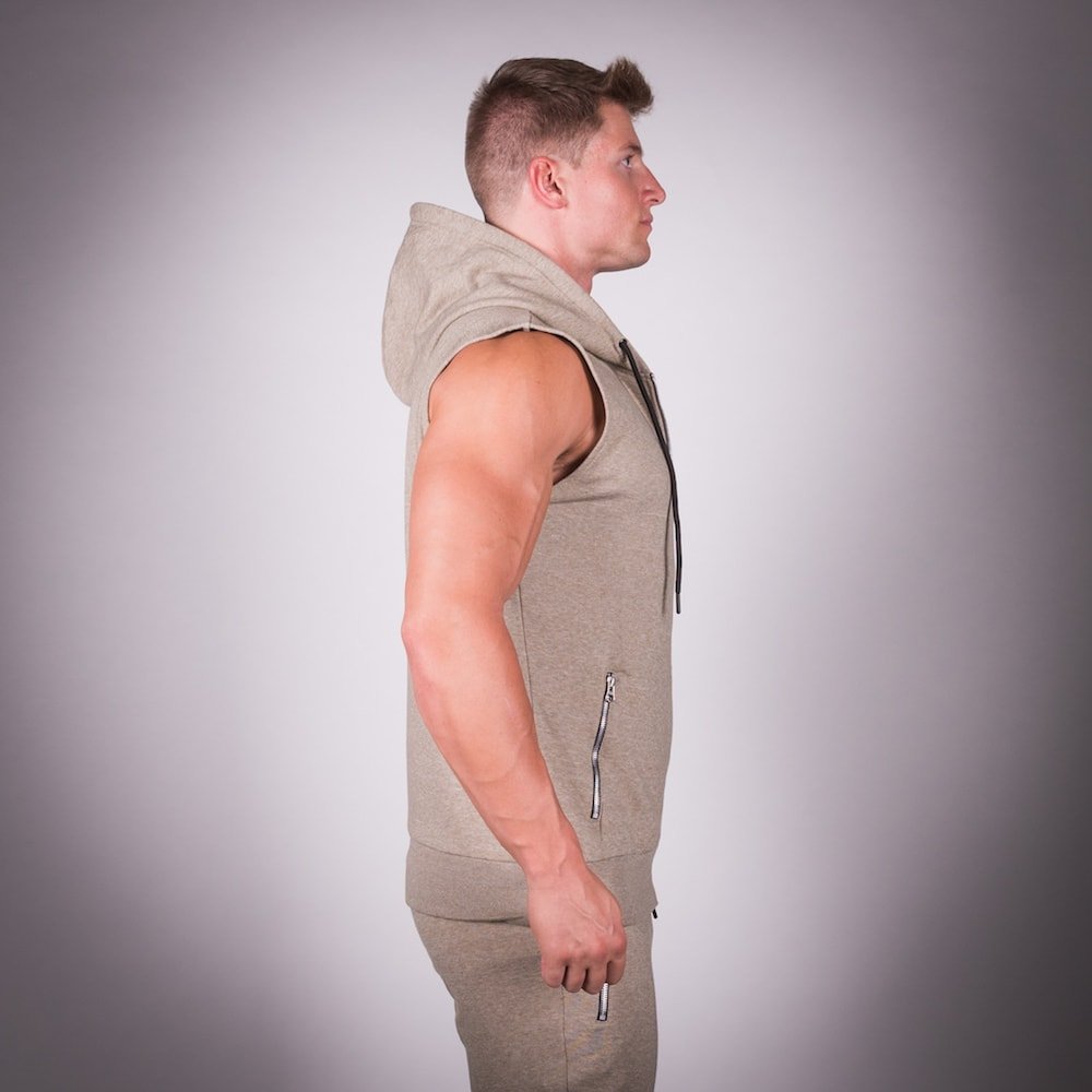 Ribbed Sleeveless Hoodie Olive